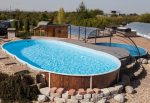 Piscina enterrada y semienterrada ovalada Azuro 7,3x3,7x1,20m de acero efecto madera con liner, skimmer, tapiz de suelo y filtro de arena - Imagen 2