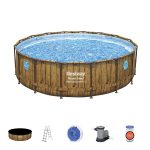 Piscina tubular de acero marrón redonda ø 5.49x5.49x1.22 m con depuradora de cartucho y escalera de seguridad BESTWAY