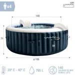 Spa de exterior hinchable azul redondo de ø196 x 71 cm para 4 personas con cubierta incluida INTEX - Imagen 2