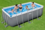 Piscina tubular de acero gris rectangular 4.1x2.01x1.22 m con depuradora de cartucho y escalera de seguridad BESTWAY - Imagen 4