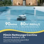 Robot Limpiafondos Piscina Pooleco P10S, 90Min, 80m², Estacionamiento Automático, Aspirador Piscina Fondos con 3 Motores, Mando a distancia - Imagen 5
